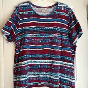 CJ Banks Red and Blue Patterned Top